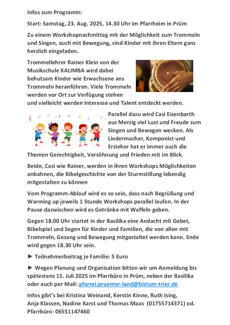 Info Trommeln und Singen 2025