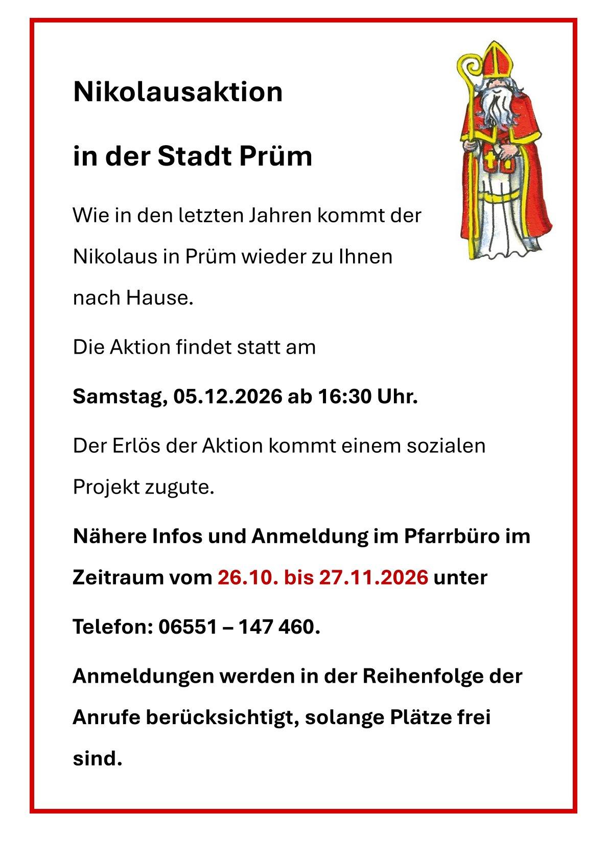 Nikolausaktion 2026 Prüm (c) Pfarrei Prümer Land St. Maximin, Bianka Leonhardt Kinder-regenbogen.at Nikolausaktion 2026 Prüm