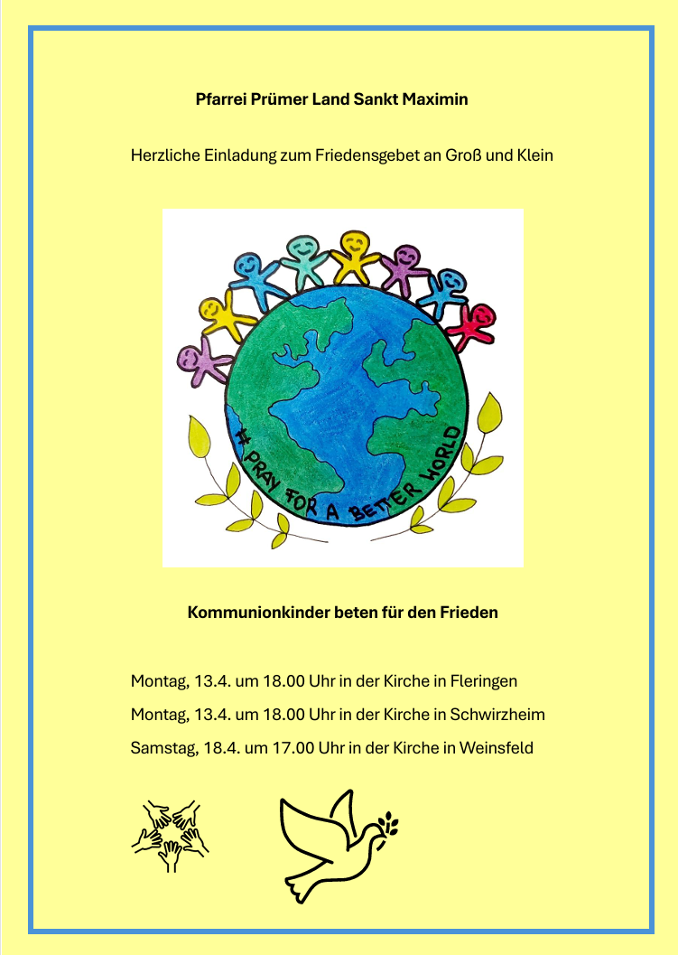 Plakat Friedensgebet Kokis 2026 gelb